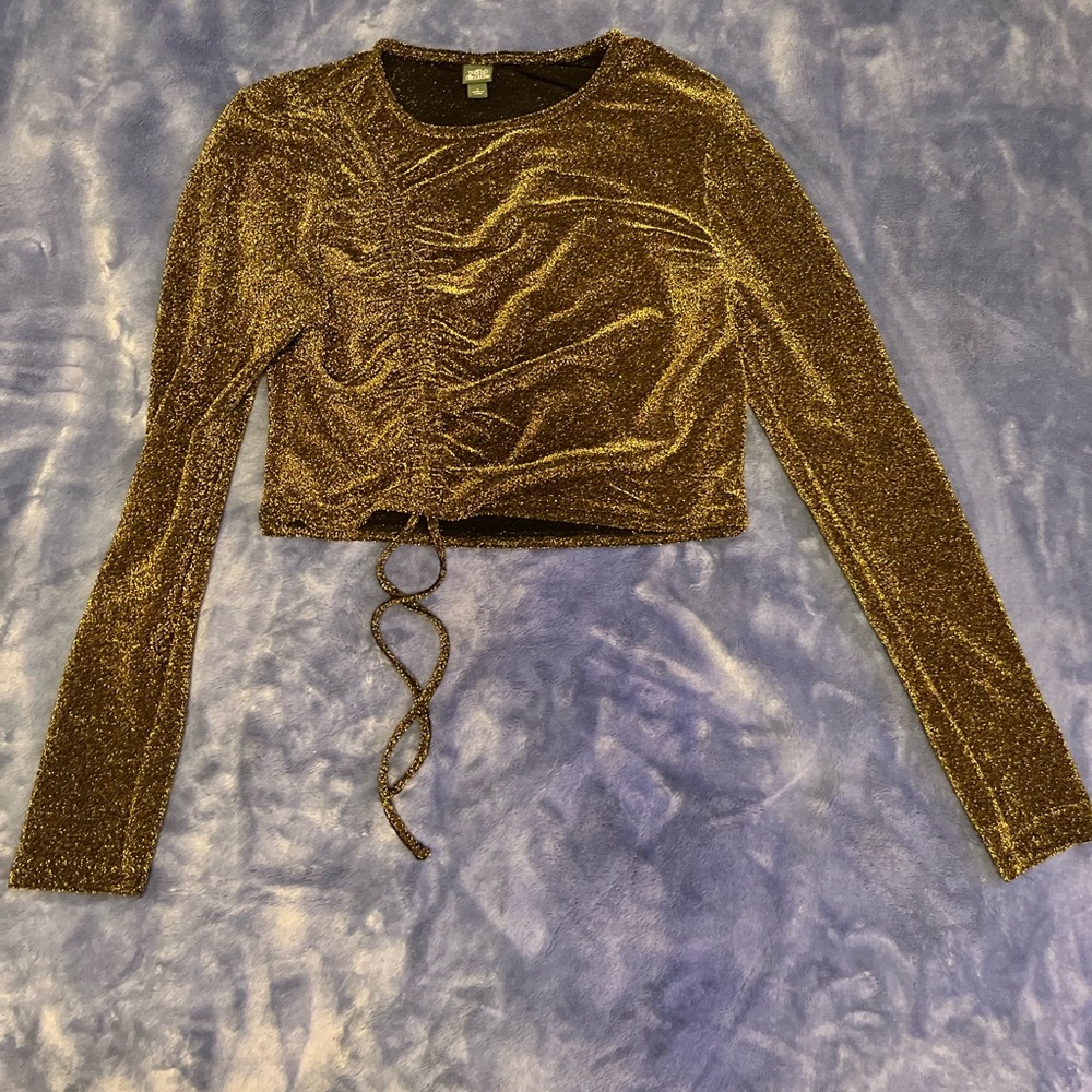 Long sleeve glitter, crop top